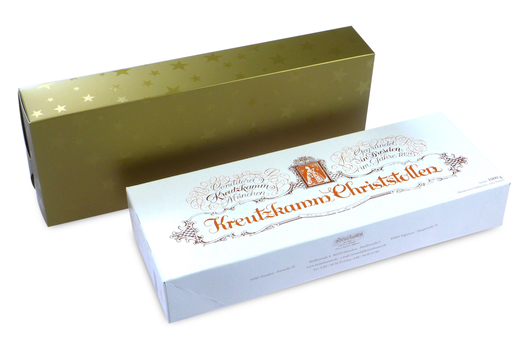 Goldene Geschenkverpackung für Stollen