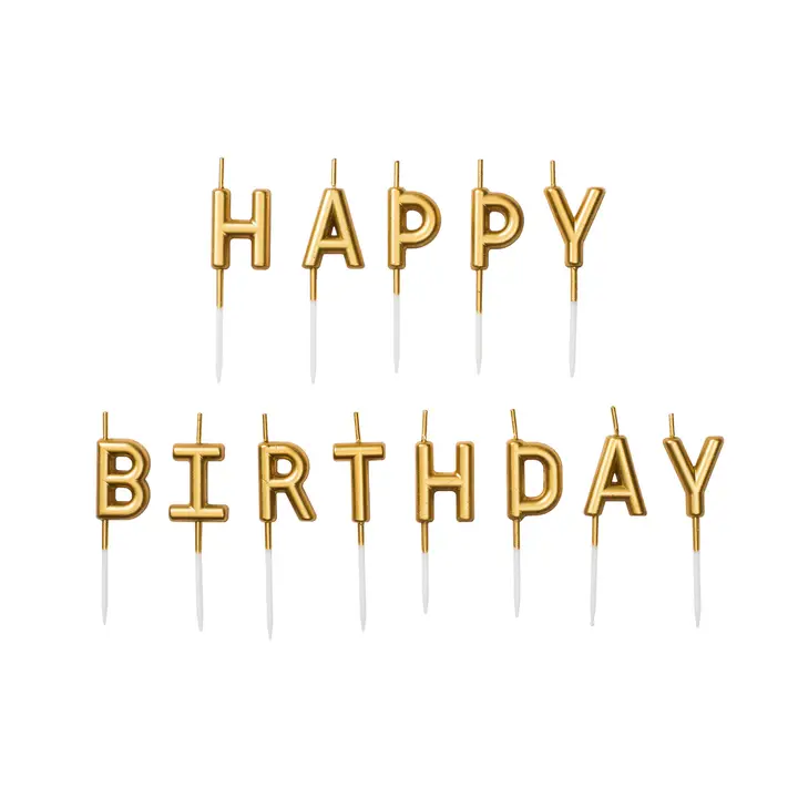 Tortenkerzen "Happy Birthday" gold